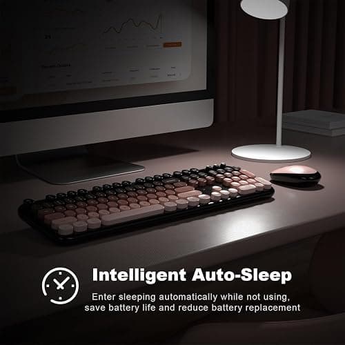 Atelus Wireless Keyboard and Mouse Combo, Typewriter Full Size Retro Keyboard with Number Pad, Ergonomic Design for Windows 7 8 10 11 PC Laptop Desktop, Home and Office Use thumbnail 5