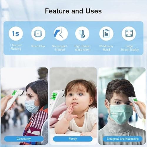 ANMEATE No-Touch Forehead Thermometer for Adults, Infrared Digital Thermometer for Kids, Touchless Baby Thermometer, Accurate Reading with Large Display, Mute Mode, Memory Recall, Fever Alarm thumbnail 4