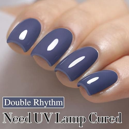 Double Rhythm 15ML Gel Nail Polish Pure Sheer Same Color Same Bottle Soak Off Gel Polish Art Manicure Salon DIY at Home for Women (Deep Blue Gray-A1465) thumbnail 3