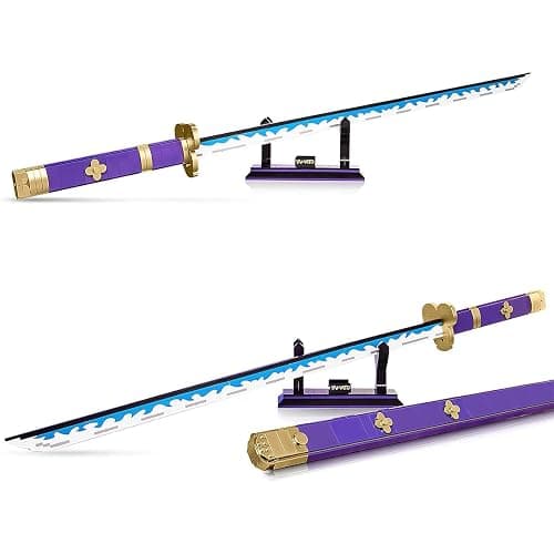 HIGH GODO Anime Cosplay Swords Building Set, 936 Piece One Purple Enma Zoro Sword 38.8IN with Scabbard and Bracket for Adults Teens 14+ (Roronoa Zoro Yamato Sword) thumbnail 7
