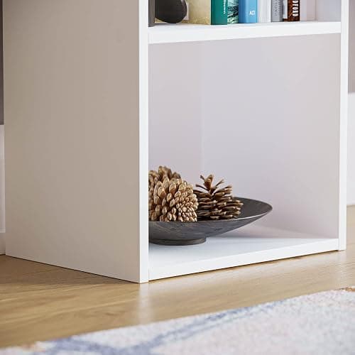 Vida Designs Oxford 5 Tier Cube Bookcase White - Modern Space-Saving Wooden Shelving Display Storage Unit - Freestanding - H132xW32xD24cm - Ideal for Living Room, Bedroom or Office thumbnail 5