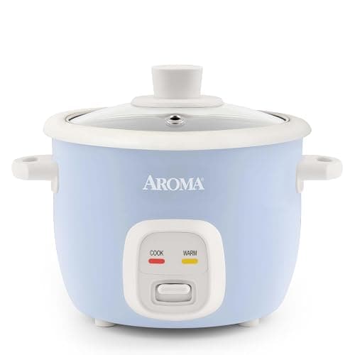 AROMA® Mini Rice Cooker, 2-Cup (Uncooked) / 4-Cup (Cooked), Grain Cooker, Soup Maker, Oatmeal Cooker, Auto Keep Warm, 1 Qt, Blue, ARC-302NGBL - Image 1