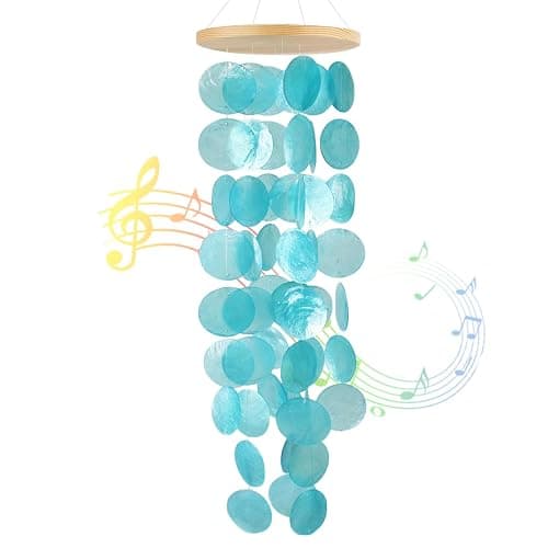 Capiz Shell Wind Chimes, Coastal Style Indoor Outdoor Garden Decor Gift | Decorative Coastal Capiz Shell Wind Chimes for Indoor & Outdoor Garden Patio, Ideal Gift for Wind Chime Enthusiasts - Image 1