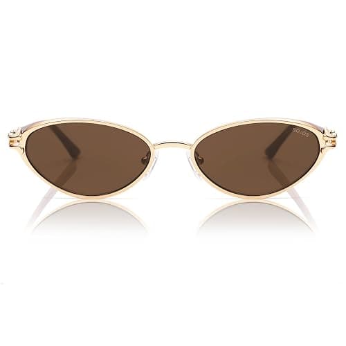 SOJOS Retro Cat Eye Sunglasses Women Men Acetate Metal Frame Trendy Designer UV400 Sun Glasses, Staghorn Coral thumbnail 4