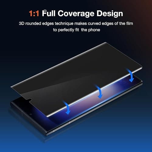 2 Pack Anti-Spy Private Screen Protector Install kit for Samsung Galaxy S23 Ultra 6.8 Inch,Auto-Positioning 3D Curved Full-coverage Flexible Soft TPU Screen Protective Film,Sensitive Touch Ultrathin thumbnail 5