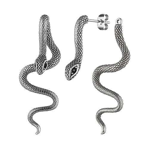 HZMAN Retro Snake Earrings for Men Women Stainless Steel Gothic Punk Decapitation Splicing Snake Stud Earring Biker Party Jewelry Gift - Image 1