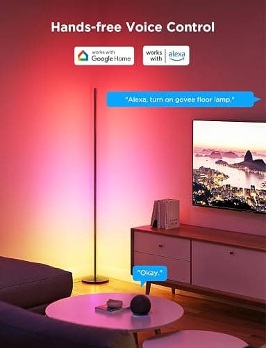 Govee RGBIC Floor Lamp Basic 2-Pack, Compatible with Alexa, LED Smart Standing Lamp with Voice Control, Color Changing Bedside Floor Lamp for Bedroom, Nightstand Corner Lights, Black thumbnail 5