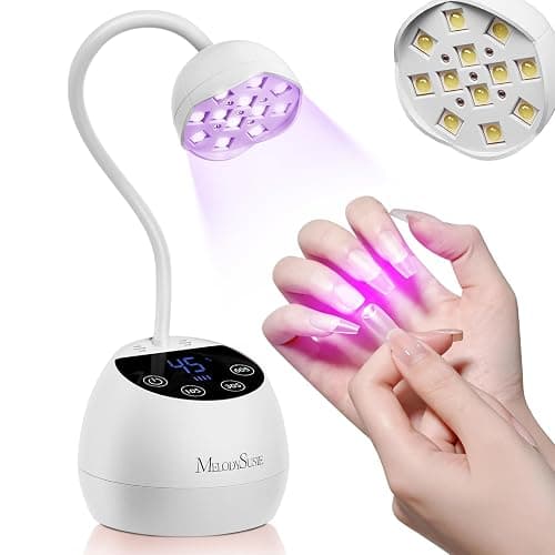 MelodySusie Gooseneck Cordless UV Nail Lamp with Adjustable Light Angle, P-ArtM2 Rechargeable Fast Curing Nail Dryer with 4 Timers Cures All Gels, Especially Rhinestone Glue, Cat Eye & Nail Tip - Image 1