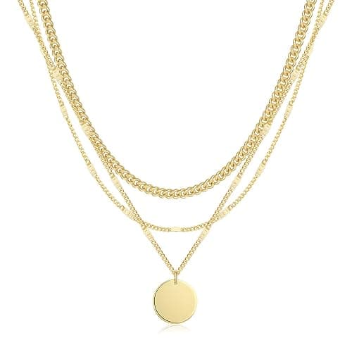 JECOMY 14K Gold Plated Layering Necklaces For Women Gold Necklace Set, Cuban Link, Snake Chain, Paperclip Layered Chains, Twisted Rope and Twisted Chain, Trendy Layering Necklace - Image 1