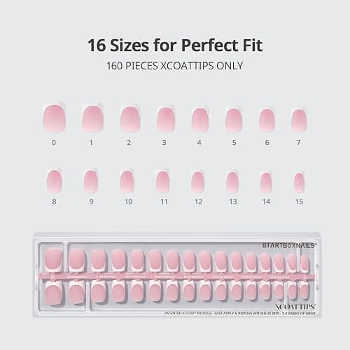 BTArtboxnails XCOATTIPS White French Tip Press On Nails, S Square, Pink | Lamp-Curable 4-Week Wear, Salon Quality Value at Home, Natural Nail Look, Easy-to-Apply for Beginners, 160ct Nail Tips Only thumbnail 7