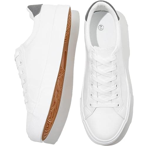 FRACORA Mens White Tennis Shoes Low Top Fashion Sneakers PU Leather Casual Shoe for Men - Image 1