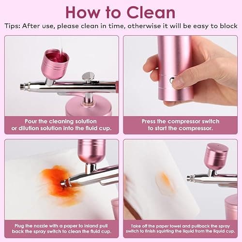 Airbrush Kit with Compressor, Bornbyme Airbrush for Nails Paint Sprayer DIY Air Brush Spray Gun for Painting, Ombre Nails, Makeup, Cake Baking, Barber and Tattoo, Black thumbnail 7