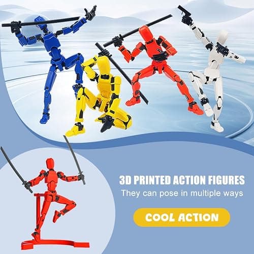 NIHESIM 4 Pack T13 Action Figure, 4 Colors Assemble t13 Models, DIY Pose Stand Titan 13 Action Figures, Lucky T 13 Figures, Dummy 13 Boys Toys, Smooth Movable Joints Robot Titans Man Teens Gift thumbnail 4