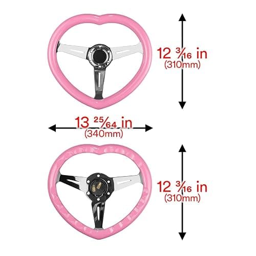 Universal Heart Shape Pink Steering Wheel with Neo Spoke 6-Holes Bubble Burnt Deep Dish Racing Easy Replacement thumbnail 3