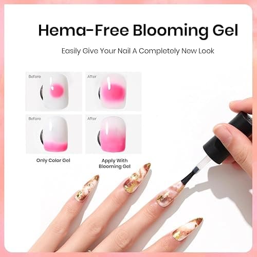 Beetles Blooming Gel - Hema Free Clear aura nails Blooming Gel Polish for Spreading Effect DIY Watercolor Floral Print Soak off U V LED Lamp Cure Nail Diy Manicure Art Design Gift thumbnail 4