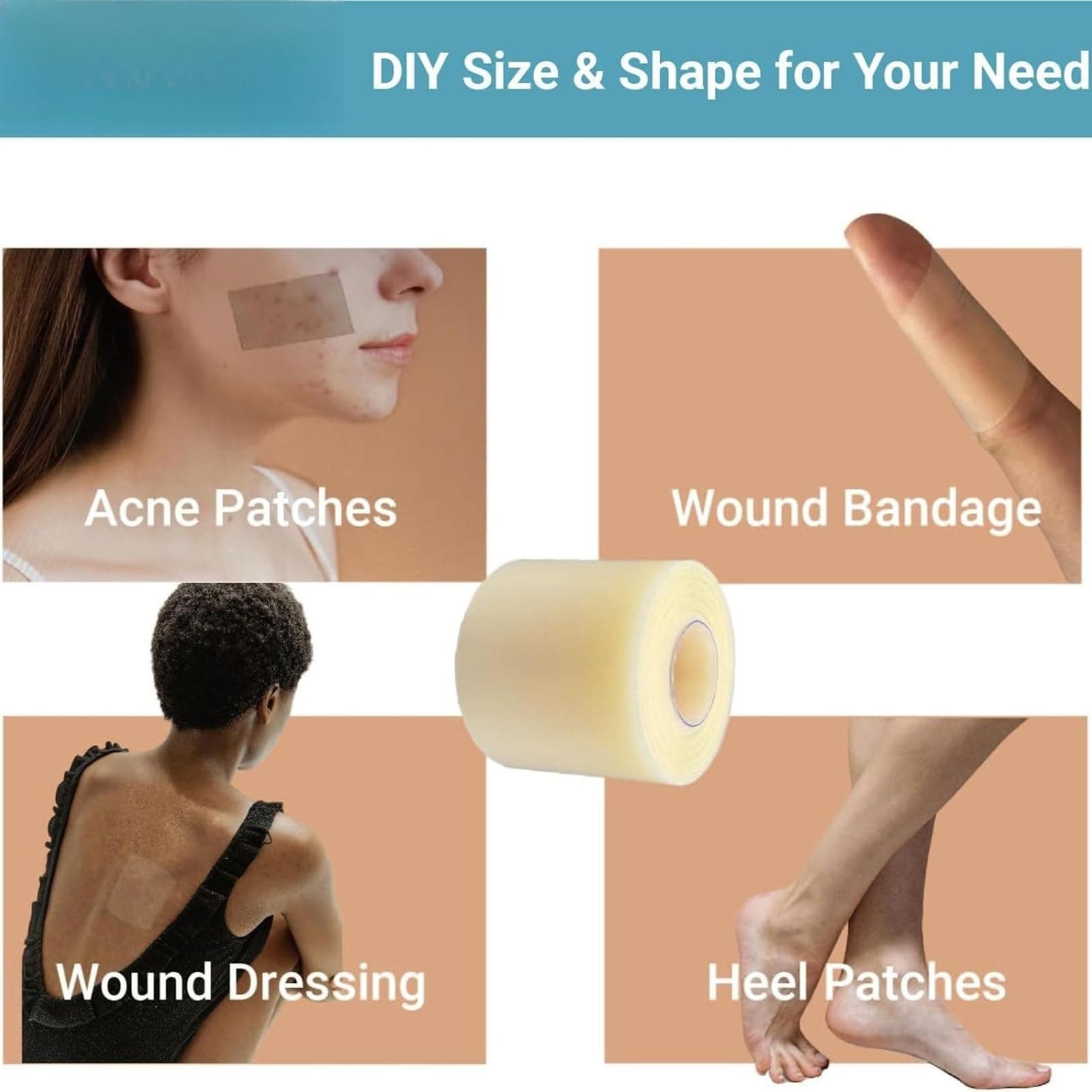 Hydrocolloïde rol - 5 m waterdichte hydrocolloïde verbanden | Snijbare hydrocoloïde filmroltape | Langdurige hechting hydrocoloïde patches voor gezichtsbrandwonden sportschool workouts thumbnail 6