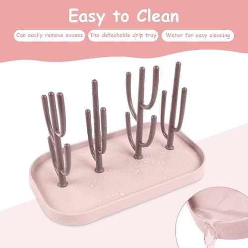 Vicloon Estante de Secado de Botellas,Escurridor de Biberones,Soporte para Secar Biberones,Fácil Montaje y Desmontaje para bebés y niños(Rosa) thumbnail 6
