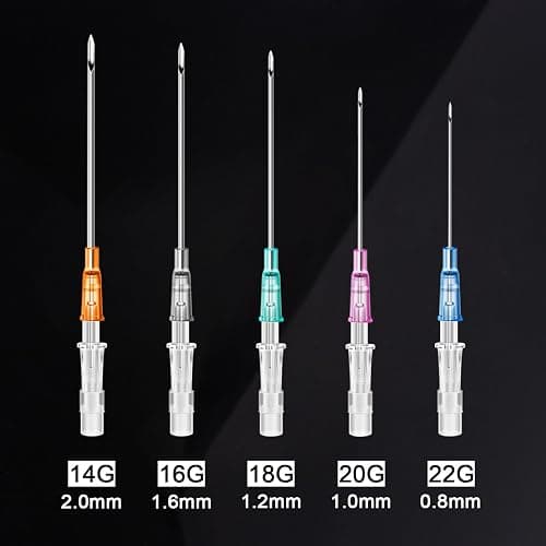Catheter Piercing Needles Mixed 50Pcs Mixed Sizes 14/16/18/20/22 Gauge Piercing Needles Professional Hollow IV Catheter Needles for Ear Nose Lip Tongue Belly thumbnail 3