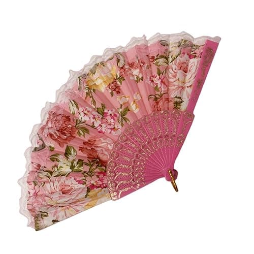 sehtorry 4 Pack Spanish Style Floral Folding Fans Ladies Lace Handheld Fans for Party Wedding Dancing and Home Decoration thumbnail 8