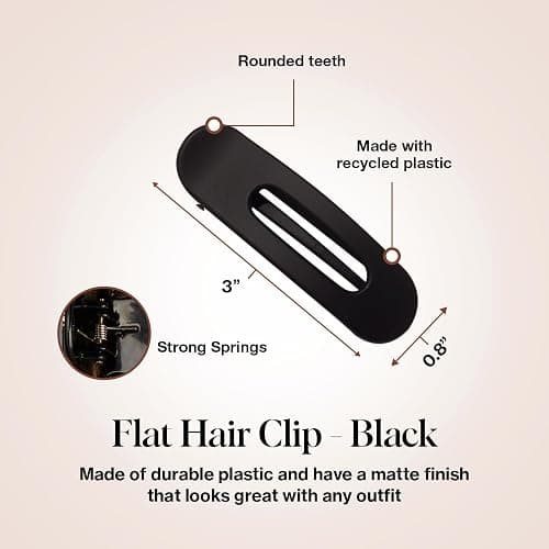 Kitsch Assorted Hair Clips for Women - Strong Hold Open Shaped Hair Claw Clips for Girls, Flat Claw Clip - Matte Finish, Durable Plastic | Ideal Gifts for Women - Black & Tortoise, 3 Pcs thumbnail 4
