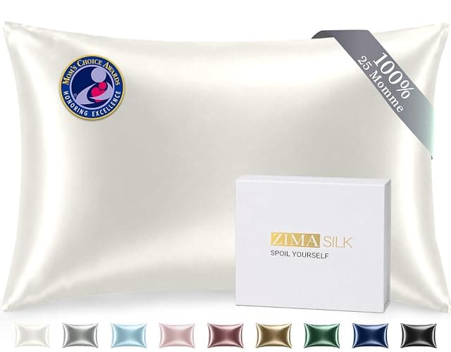 ZIMASILK 25 Momme 100% Pure Mulberry Silk Pillow Cases, Ivory, Standard | Natural Silk, Highest Grade 6A, Hair and Skin Care, Thick & Soft, Gift for Women Men, 1pc (Standard 20"x26") - Image 1