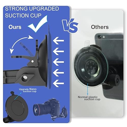 LenTok Suction Cup Mirror Phone Holder with Light, Travel Wall Phone Camera Mount for Makeup Content Creator Essentials, Mirror Tripod for Bathroom Kitchen Compatile with All Smooth Surface - Black thumbnail 3