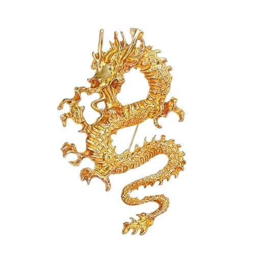 Dragon Brooch Pins for Women, Chinese Dragon Brooch Pin, Lucky Dragon Talisman Brooch Lapel Pin, Bohemian Dragon Brooches Pins for Women Hat Bag Suit Dress Accessories - Image 1