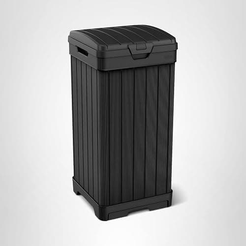 Keter Baltimore Resin 38 Gallon Outdoor Kitchen Trash Can with Lid and Drip Tray for Easy Cleaning-Perfect for Patio Dining, Black thumbnail 15