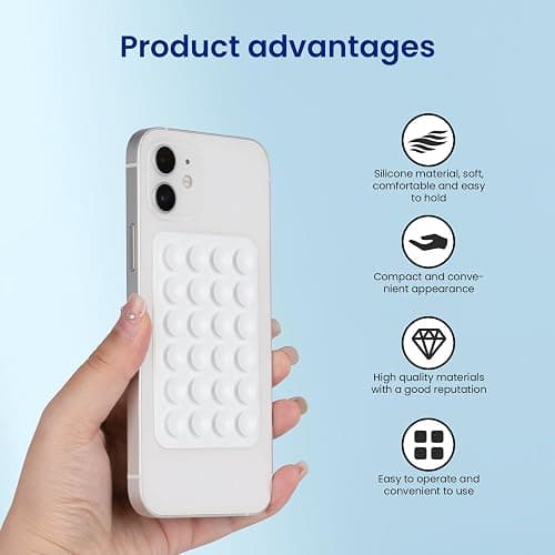 MYHOGOOD 2 Pcs Silicone Suction Phone Case, Non Slip Phone Holder with 24 Suction Cups, White Suction Pad for Selfies and Tiktok Videos thumbnail 3