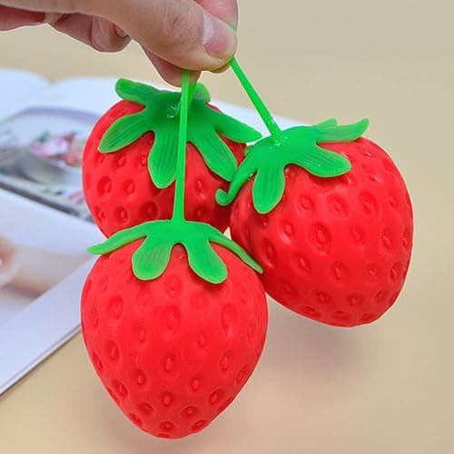 Squishy Aliment Mignon Forme au Choix - Fraise, Banane, Cacahuète - Jouet Sensoriel Anti-Stress Retour Lent - Cadeau Kawaii pour Enfant et Adulte (Fraise) thumbnail 2