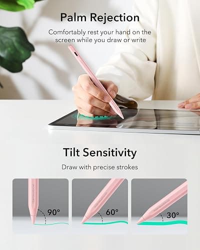 ESR Geo Digital iPad Pencil Findmy Compatible with Apple iPad 2018-2025,with Easy Shortcuts for Apple iPad A16/10/9/8 & Air 13/11 & Pro 12.9/13/11 & Mini 7/6/5,Pink(No Wireless Charging) thumbnail 8