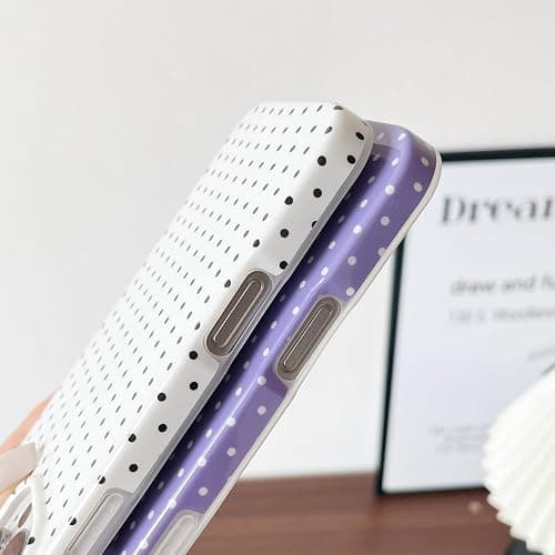 Yeddabox for iPhone 16 Pro Case Cute Polka Dot Phone Case Soft TPU Slim Shockproof Phone Cover for Women Girls, Black thumbnail 6