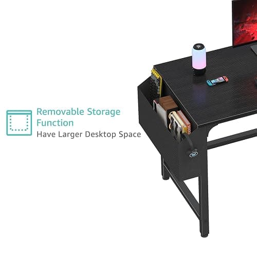 Lufeiya Computer Desk with File Drawers Cabinet, 47 Inch Reversible Home Office Desks with Filing Cabinet for Small Space, Gaming Study Writing Table PC Desks, Black thumbnail 7