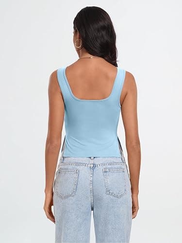 Trendy Queen Double Lined Crop Tank Top for Women Cute Summer Backless Shirt Spring Y2K Top Junior Going Out Concert Vacation thumbnail 5