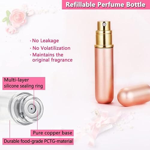ANTOKX Travel Perfume Bottle Atomizer - 5ML Perfume Atomiser, Scent Pump Case, Leakproof Portable Perfume Sprayer for Women and Men (Black-1) thumbnail 2