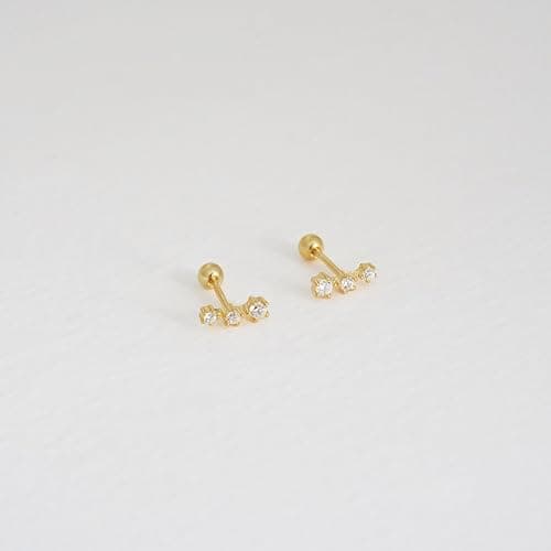 925 Sterling Silver Gold Screw Back Stud Earrings for Women/Girls, Helix Cartilage Tragus Earlobe Conch Piercing Jewelry,20 Gauge,Trio/Bar/Pearl/Butterfly/Leaf/North Star/Flower/Clover/Heart thumbnail 4