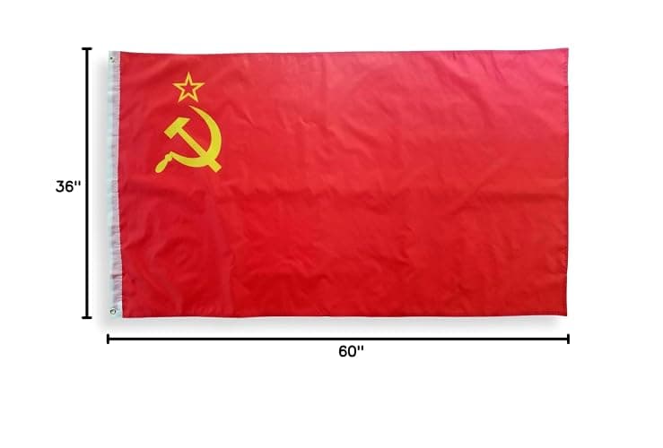 High Supply 3x5 Soviet Union Flag - 100% Polyester, Double Stitched Edges, Sickle and Hammer Design thumbnail 2