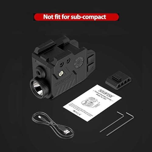 Solofish 800 Lumens Adjustable Pistol Light Laser Combo, Strobe Function Red Laser and Tactical Light Fits for Guns with Rail thumbnail 7