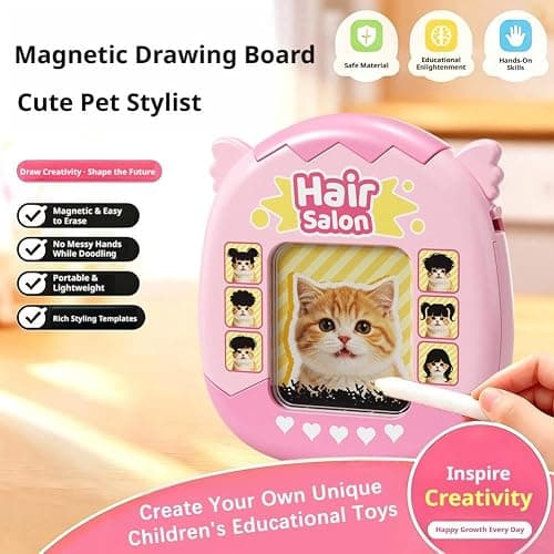 2-in-1 Cat Magnetic Drawing Board - DIY Hair Styling Toy | Magnetic Cat Hairstyle Toy,Funny DIY Cat Hair Style DrawingBoard with Stylus Pen,Portable Stress Relief Toys thumbnail 4