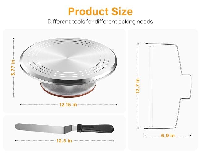 Kootek 22pcs Cake Decorating Supplies Kit, Baking Tools with 12" Aluminium Cake Turntable Rotating Cake Stand, Piping Bags and Tips Set, Icing Spatula, Cake Leveler, 3 Icing Scrapers for Mother's Day thumbnail 2