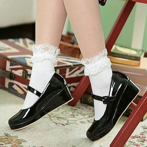 Parisuit Womens Mary Jane Wedge Platform Shoes Patent Leather Ankle Strap Pumps Sweet Shoes thumbnail 7
