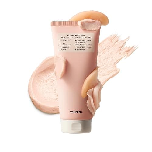 Whipped Korean Skincare Face Wash, Doubles as a Face Mask, Peach Pear, Hydrating Vegan Facial Cleanser, Gentle Exfoliating Care with Micro Powder, Lactic Acid (AHA), Niacinamide, Hyaluronic Acid - Image 1