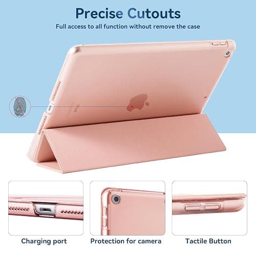 4UBonLife Coque pour iPad 10,2 Pouces 9ème/8ème/7ème Génération 2021/2020/2019, Housse Étui de Protection Léger Coque Arrière en PC Rigide Translucide Givré pour iPad 9/8/7, Or Rose thumbnail 4