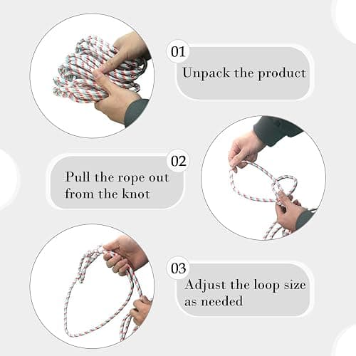 Cowboy Lasso Rope for Kids with Pre-Tied Loop, 20' - 9mm Unwaxed Lariat Roping Rope Toy for Indoor Outdoor Western Play & Costume Prop (Red Light Blue) thumbnail 7