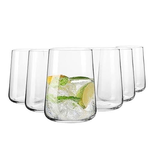 Krosno Water Glasses, Set of 6, 16.6 fl oz, Water Drinks Juice, Infinity Collection, Lead-Free Lightweight Glass, Everyday Drinking Glass, Dishwasher Safe, Made in Europe - 6 Count (Pack of 1) - Image 1
