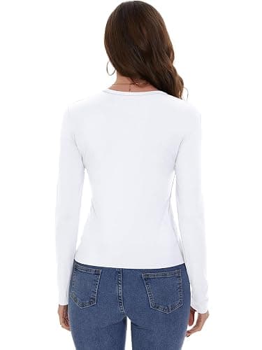 Womens Long Sleeve Shirts Basic Tees Y2k Slim Fit T Shirt Crew Neck Trendy Crop Top Casual Trendy 2026 thumbnail 6