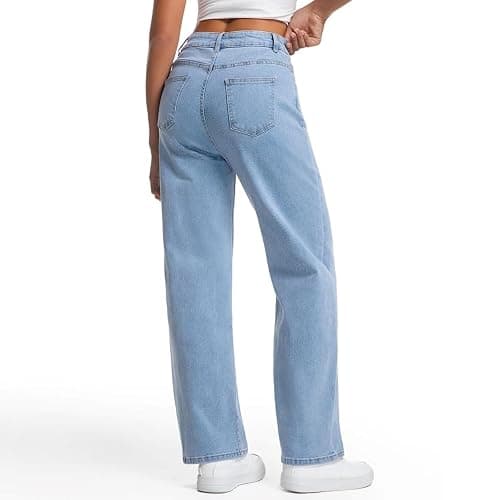 Mars power Straight Leg Jeans for Women,High Waisted Wide Leg Loose Stretchy Boyfriend Denim Pants Baggy Jeans for Women thumbnail 5