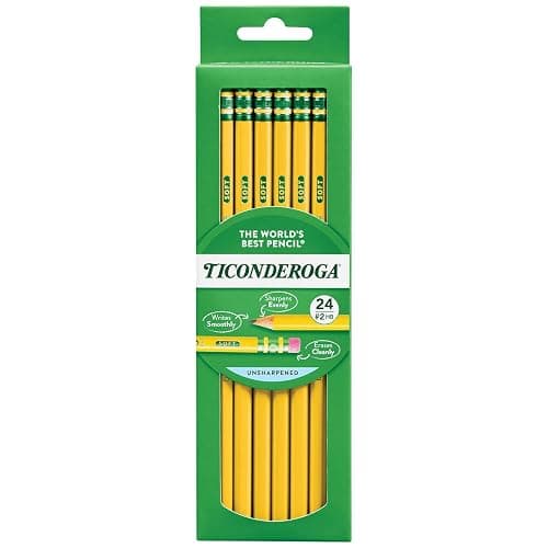 Ticonderoga Wood-Cased Pencils, Unsharpened, 2 HB Soft, Yellow, 24 Count - Image 1