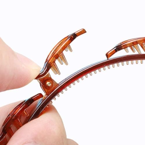 JASSINS 2 Pcs Bangs Hairstyle Hairpin Headband, Professional Weave Bangs Clip, Toothed Headband Braid Tool, Women Girls Fashion Hair Accessories (Black and Brown) thumbnail 8