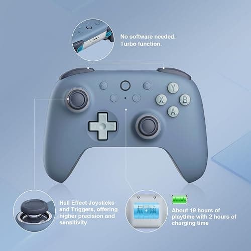 8Bitdo Ultimate 2C Wireless Controller for Windows PC and Android, with 1000Hz Polling Rate, Hall Effect Joysticks and Hall Triggers, and Remappable L4/R4 Bumpers (Dark Blue) thumbnail 2